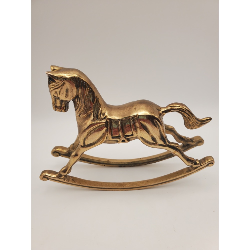 Vintage Solid Brass Rocking Horse Figurine